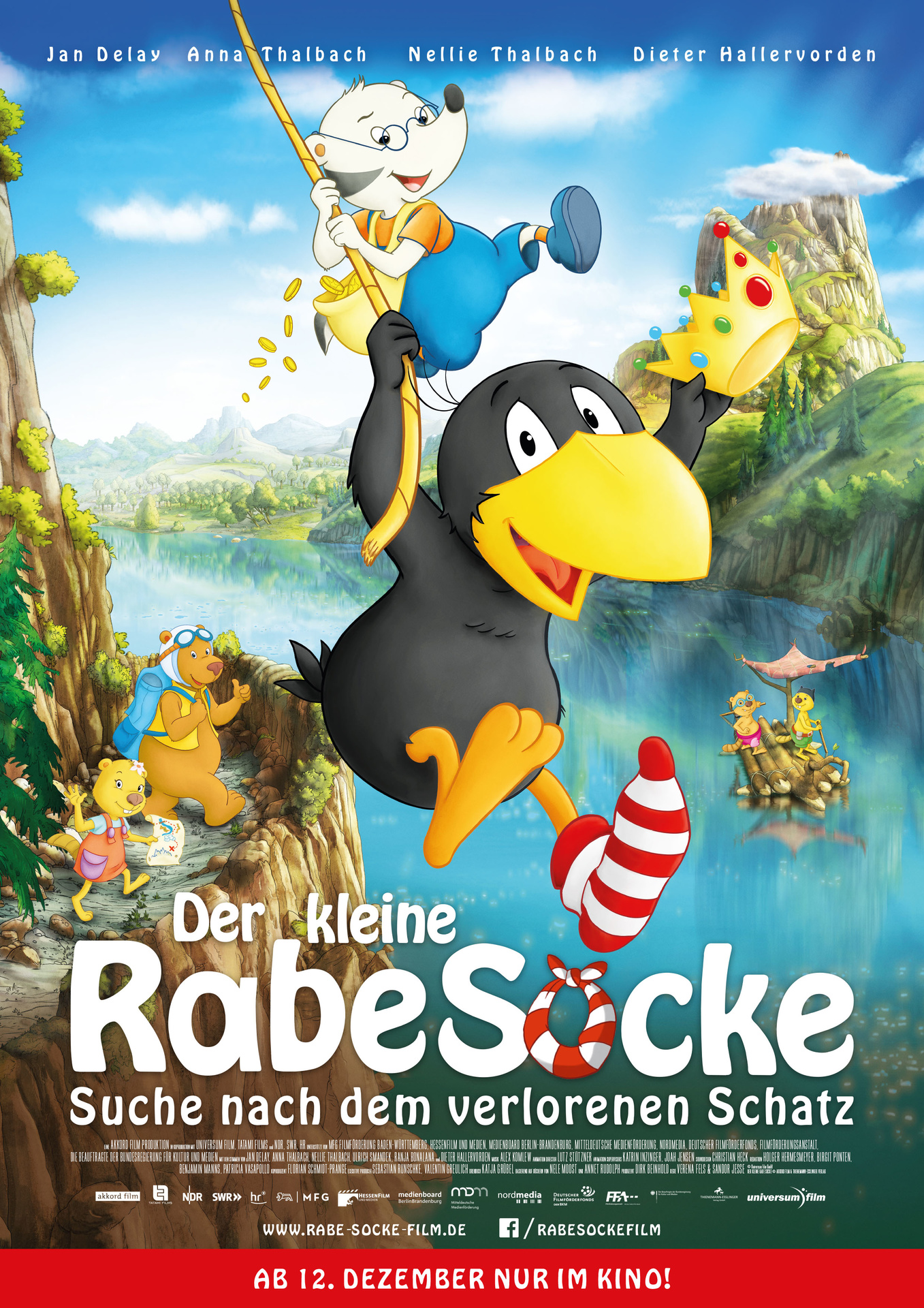 Filmplakat des Titels „MINI MORNINGS: DER KLEINE RABE SOCKE - SUCHE NACH DEM VERLORENEN SCHATZ”