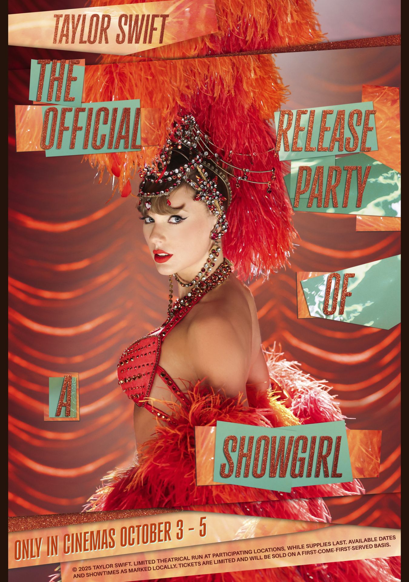 Filmplakat des Titels „TAYLOR SWIFT | THE OFFICIAL RELEASE PARTY OF A SHOWGIRL”
